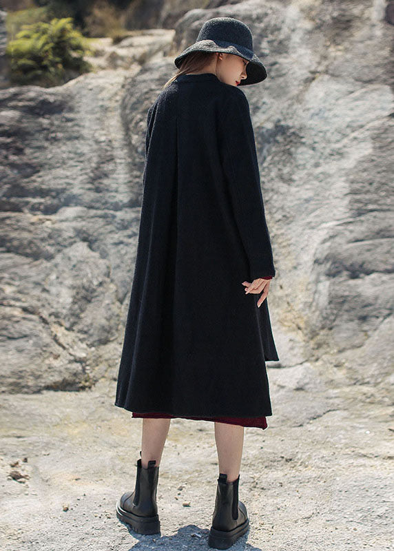 Französischer schwarzer Stehkragen mit niedrigem und hohem Design, Wollmäntel für den Winter