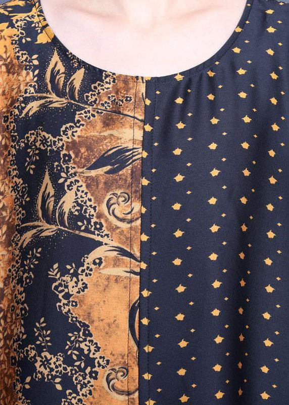 French Black Yellow Print Silk Wide Leg Two Pieces Set - SooLinen