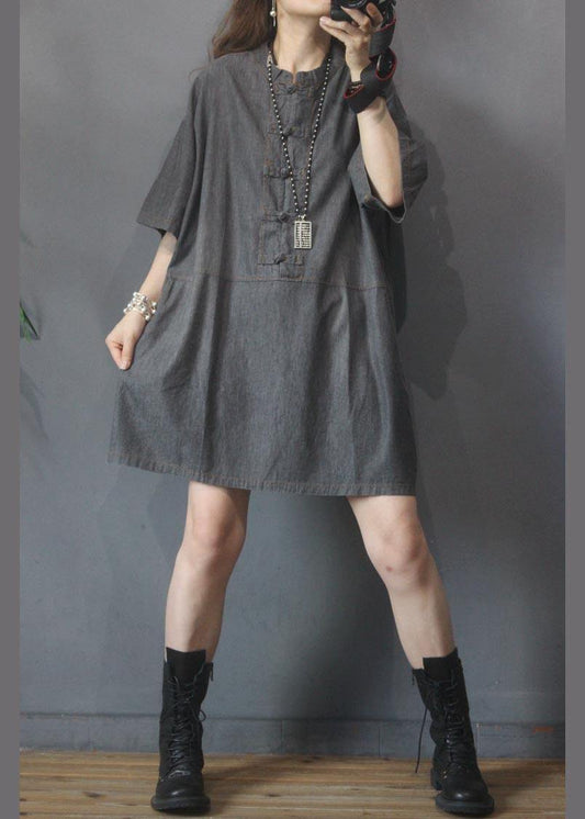 French Blue Oriental Pockets Vacation Dresses Summer - SooLinen