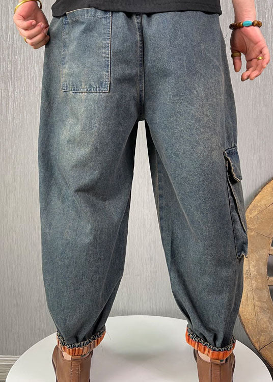 Französisch Blau mode Patchwork denim Hosen Frühling