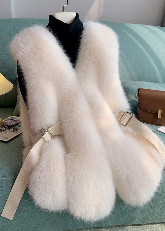 Französischbraune, übergroße Patchwork-Westen aus Kunstfuchsfell für den Winter