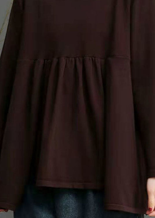 French Chocolate O-Ausschnitt asymmetrisches Design Herbst Strickpullover