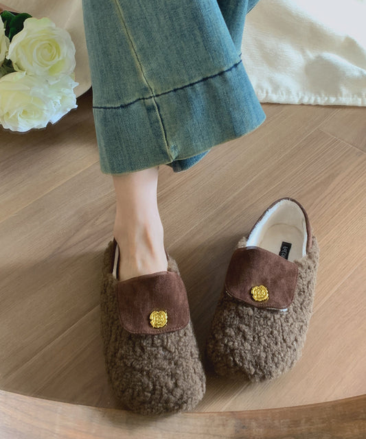 French Comfy Splicing Penny Loafers White Faux Fur