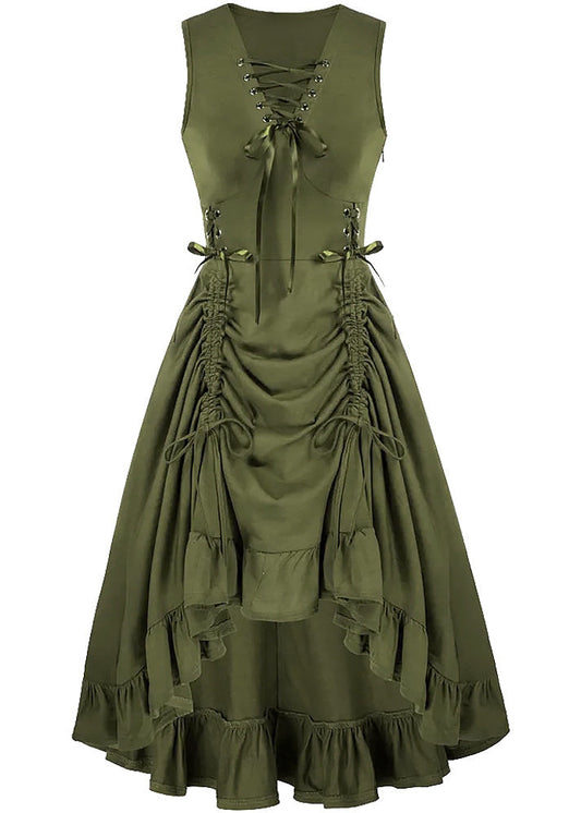 Ärmellose Partykleider aus Baumwolle mit gekreuzten Trägern und Kordelzug