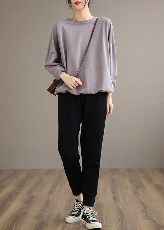 French Dark Gray Wild Pants Trendy Spring Elastic Waist Fashion Ideas Wide Leg Pants - SooLinen