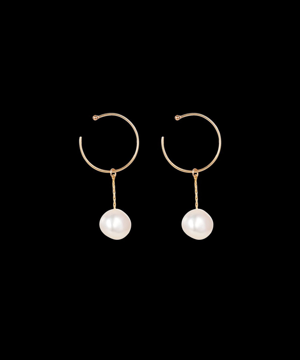 French Gold Copper Overgild Pearl Hoop Earrings