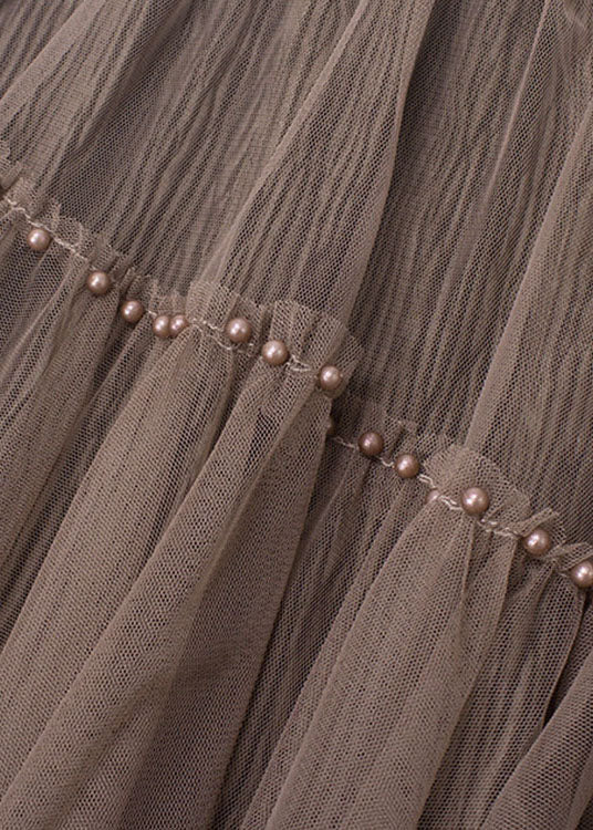 Französischer grauer Nagelperlen-Patchwork-asymmetrisches Design-Herbstrock