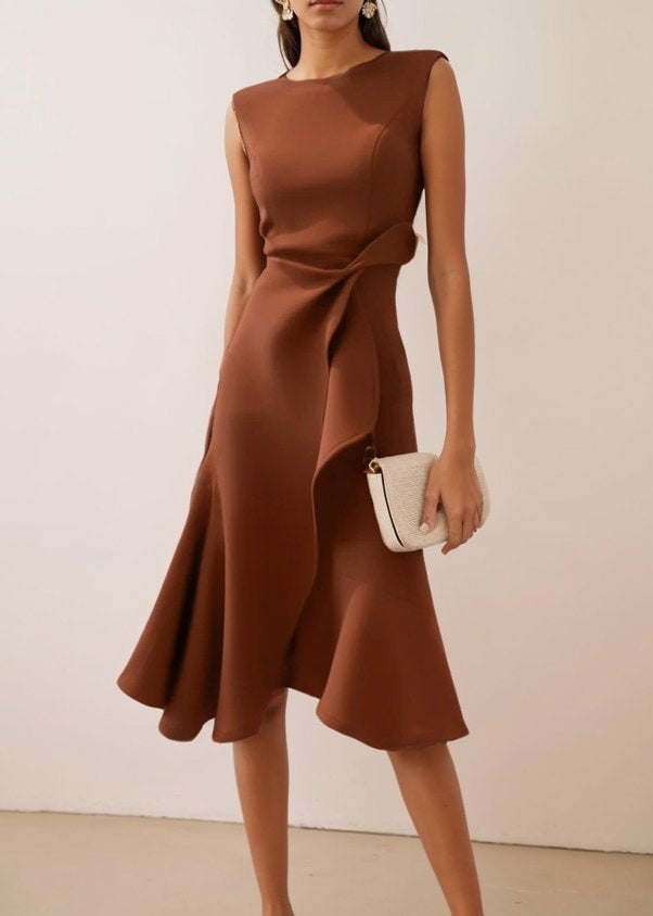 French Light Green Asymmetrical Cotton Dresses Sleeveless