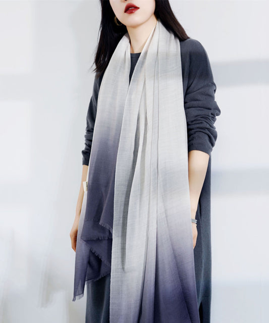 Bufanda francesa de cachemira con degradado azul pavo real