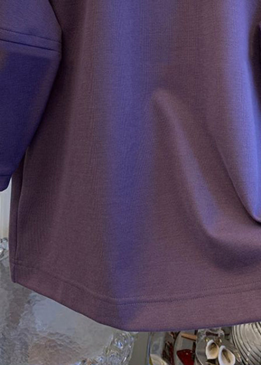 Französische lila Peter-Pan-Kragen-Patchwork-Baumwolltops Frühling