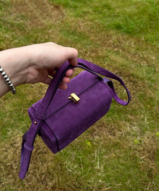 French Purple Suede Versatile Cross Body Bag