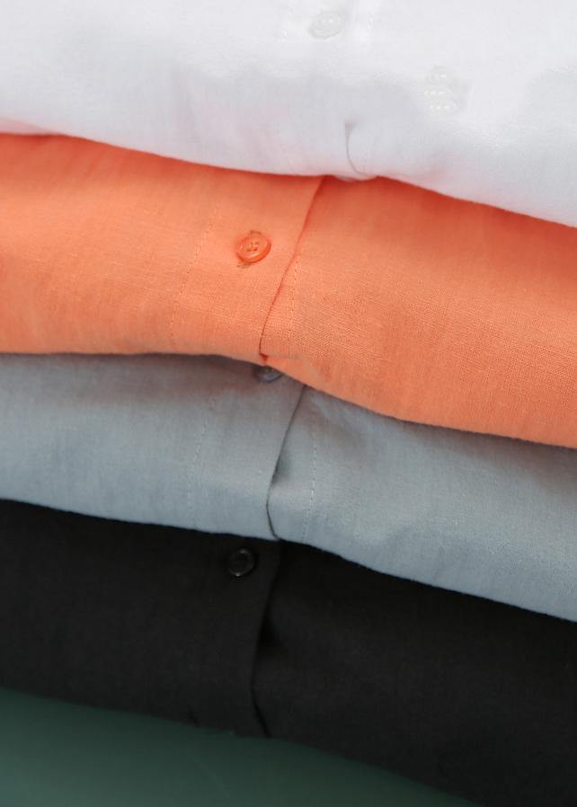 French White Brief Casual Linen Summer Blouse Top - SooLinen