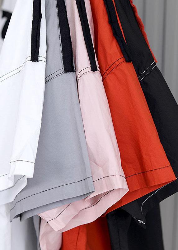 French White Cotton Shirt Tops Summer Short Sleeve - SooLinen