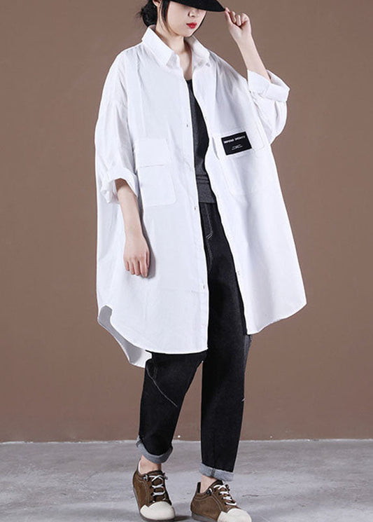 Französische weiße PeterPan-Kragentaschen, lässige Herbst-Langarmblusen