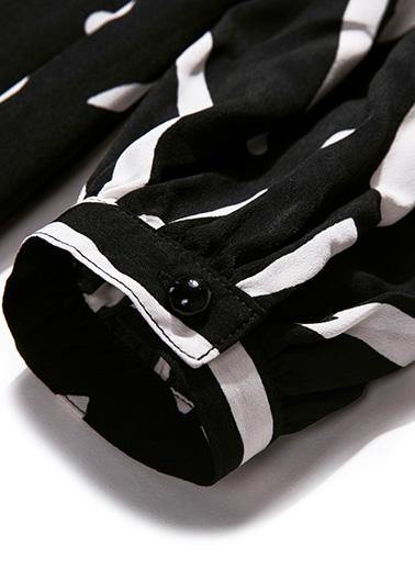 French black prints chiffon clothes tie waist Maxi big hem Dress - SooLinen