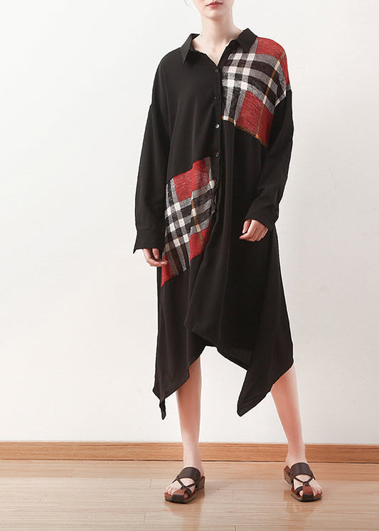 Französische schwarze Seidenkleider Indisches Muster Patchwork Kaftan Sommerkleider