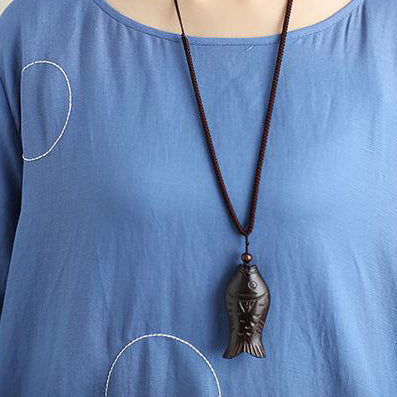 Französische Baumwollkleider, tailliert, Rundhalsausschnitt, Langarm, Baumwolle, Leinen, Blau, Damenkleid