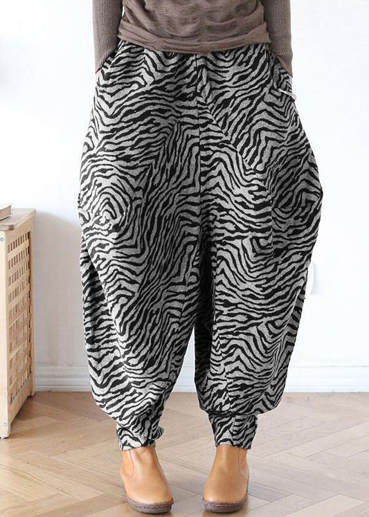 French khaki Jacquard trendy plus size wide leg pants Tutorials trousers - SooLinen