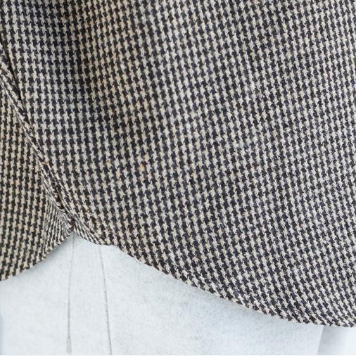 Französische karierte Baumwoll-Tunika, lässige Arbeitskleider mit Reverskragen, Frühlingsoberteile