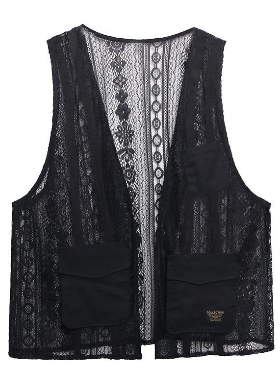 French white cotton top v neck pockets Clothing tops - SooLinen