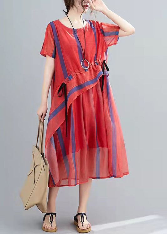 Französisches blaues Organzakleid mit Stehkragen und halben Ärmeln