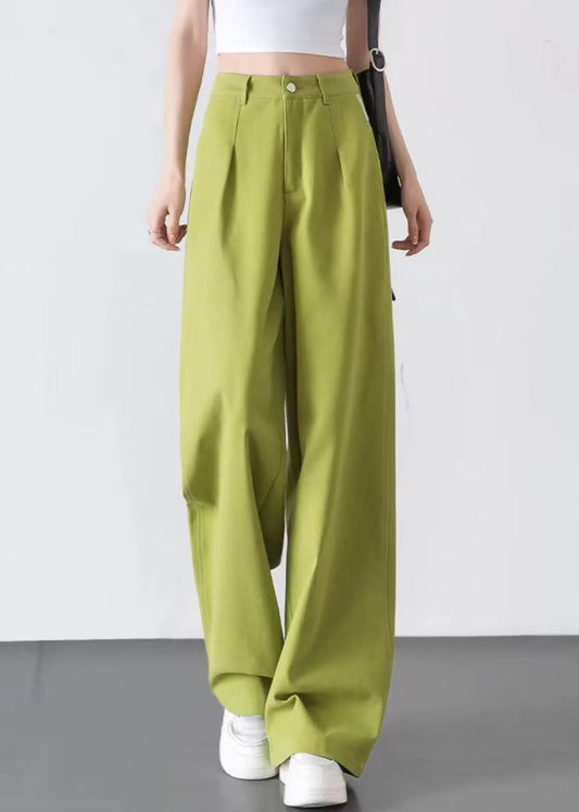 Fruit Green Denim Straight Pants High Waist Spring