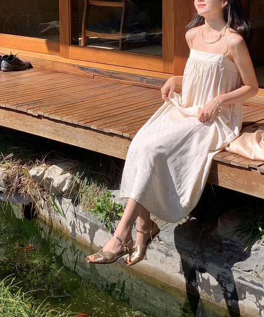 Gold Sandalen High Heel Kunstleder Stilvolle Splicing Schnalle Riemen