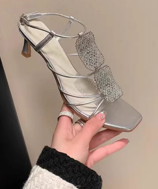 Gold Sandalen High Heel Kunstleder Frauen Spleißen Peep Toe