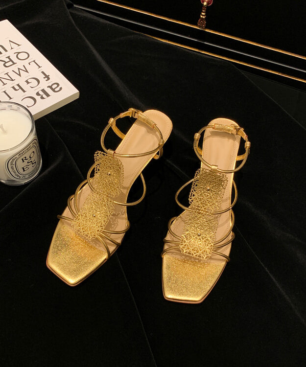 Gold Sandalen High Heel Kunstleder Frauen Spleißen Peep Toe