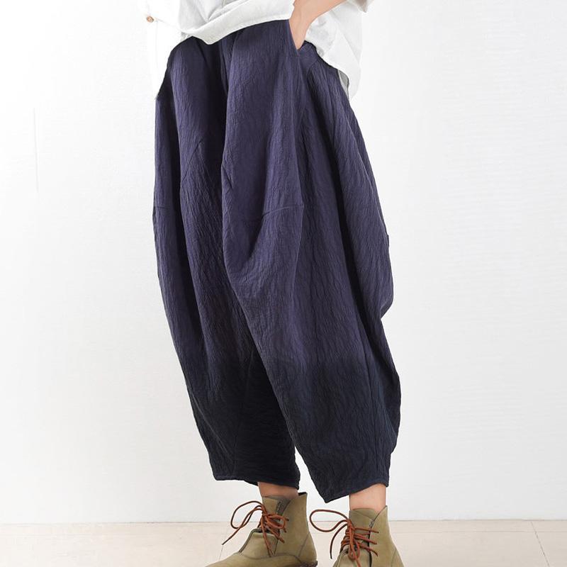 Farbverlauf blaue Haremshose Boho Leinenhose lockere Hose Plus Size