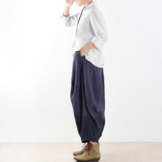 Farbverlauf blaue Haremshose Boho Leinenhose lockere Hose Plus Size
