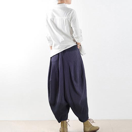 Farbverlauf blaue Haremshose Boho Leinenhose lockere Hose Plus Size