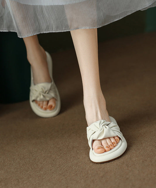 Green Faux Leather Beautiful Splicing Slide Sandals Peep Toe