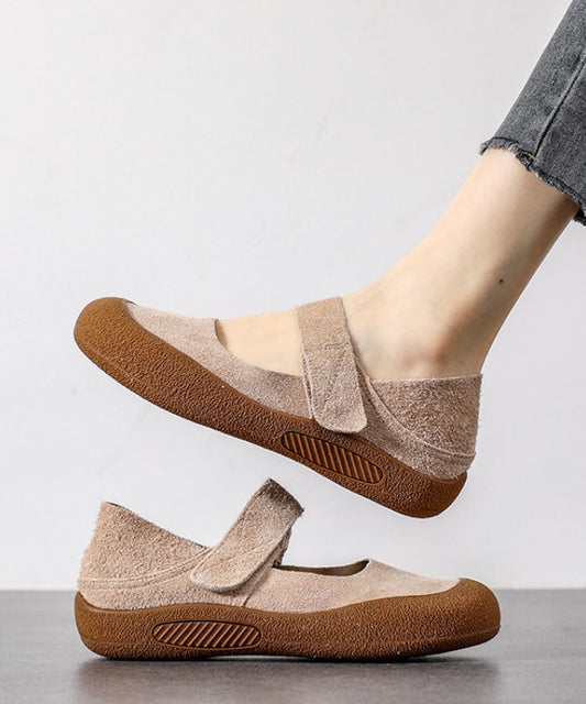 Green Flats Platform Suede Casual Splicing Buckle Strap