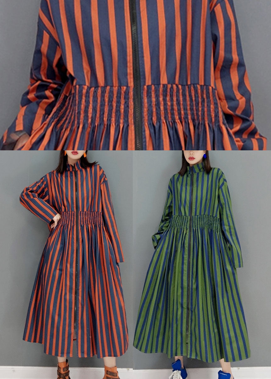 Grüne Maxikleider Stehkragen Cinched Frühling