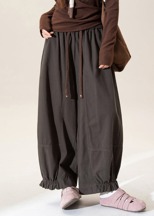 Graue Laternenhose mit elastischem Bund und Bindegürtel für den Frühling