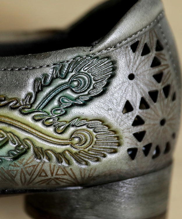 Graue Schuhe für Plattfüße, Rindsleder, einfache geprägte, ausgehöhlte Schuhe für Plattfüße