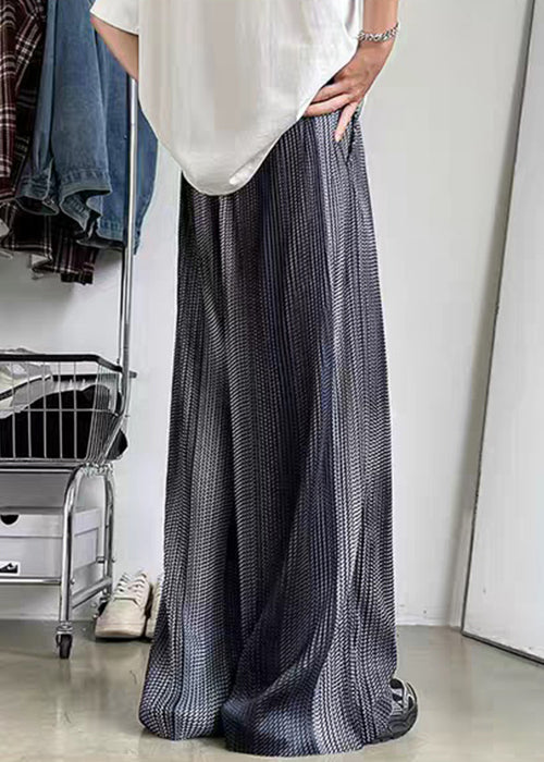 Grey Pockets Patchwork Ice Silk Summer Men Pants Elastic Waist