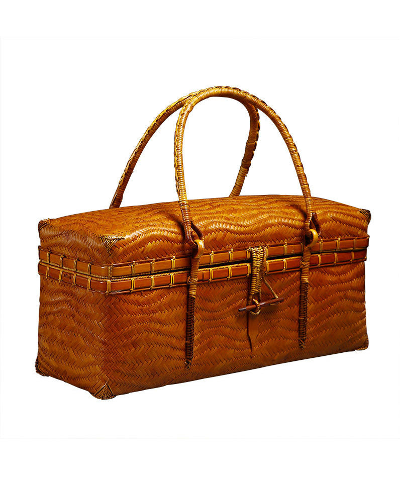 Handmade Bamboo Weaving Brown Tote Bag