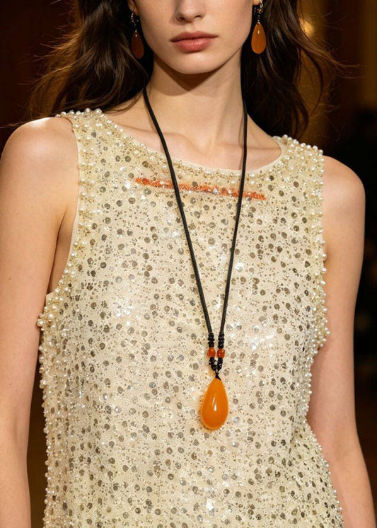 Handmade Beige Sequins Tulle Top Sleeveless