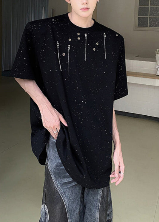 Handmade Black Oversized Cotton Men Shirt And T Shirt Summer