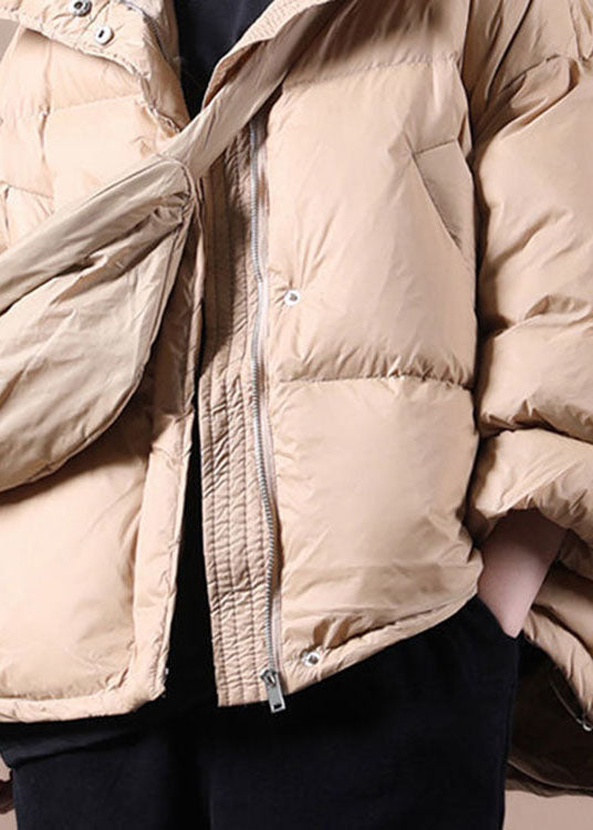 Chaqueta de plumón de pato de invierno con botones y cremallera negra hecha a mano