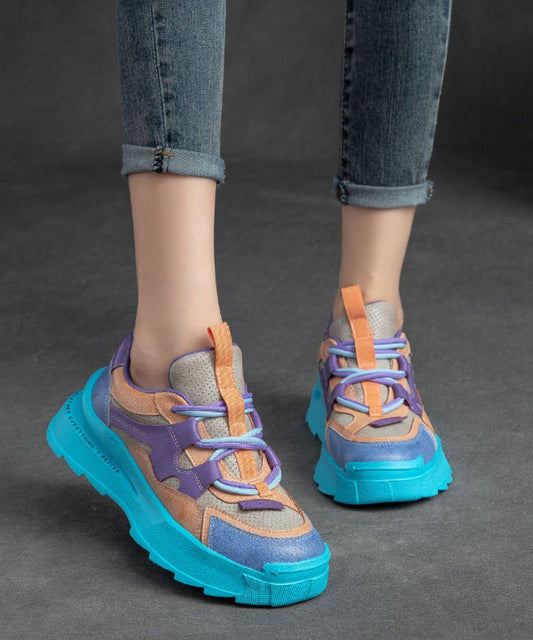 Handgemachte blaue Loafer aus Rindsleder mit Schnürung