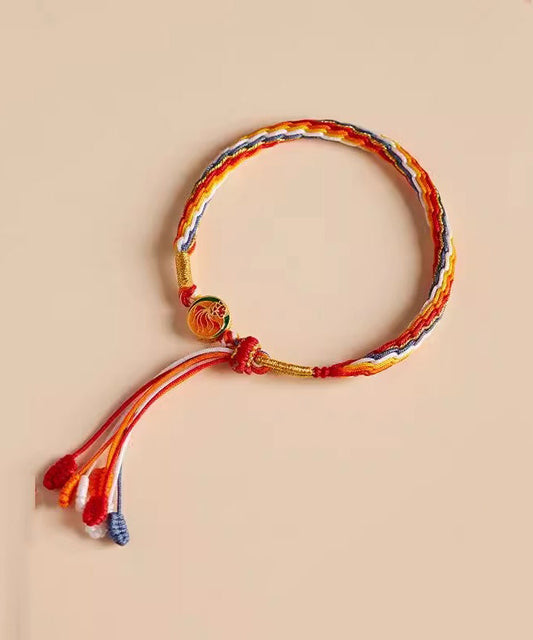 Handmade Blue Weaving Colorful Rope Fish Tail Tassel Charm Bracelet