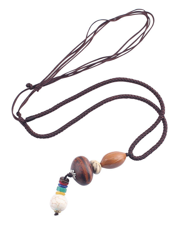 Handgemachte Halskette mit Pullover-Anhänger aus brauner Baumwolle (45 % Leinen, 55 % Baumwolle)