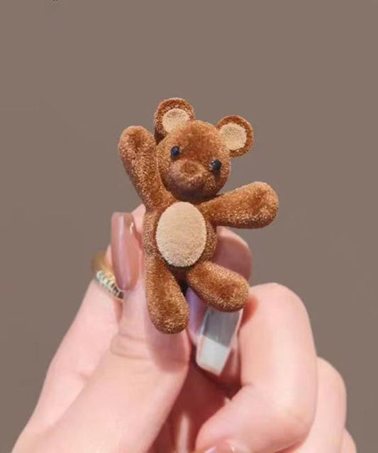 Horquilla de aleación con forma de conejito marrón hecha a mano