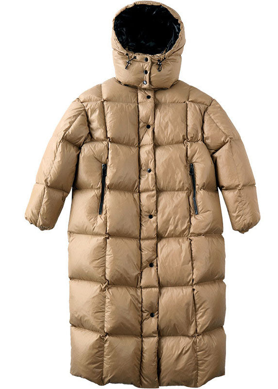 Handgemachter Khaki-Knopftaschen-Mode-Winter-Entendaunenmantel