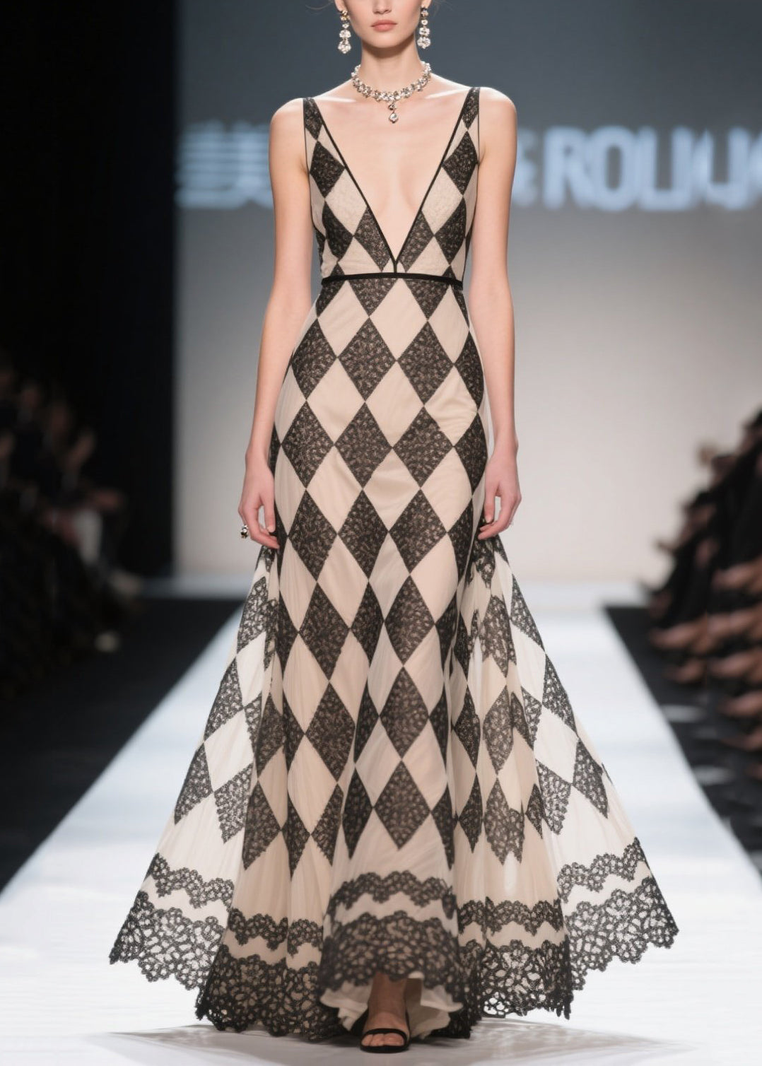 Handmade Khaki V Neck Plaid Chiffon Sundress Summer