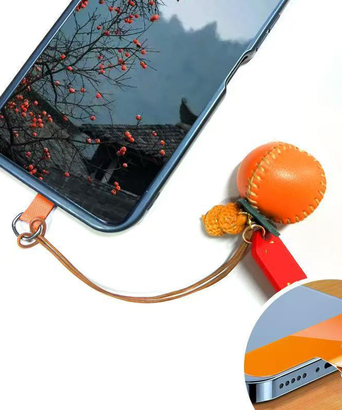 Handmade Orange Weave Persimmon And Peanut Phone Chains