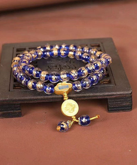 Handgefertigtes Charm-Armband mit Buddha-Perlen aus rot gefärbter Glasur